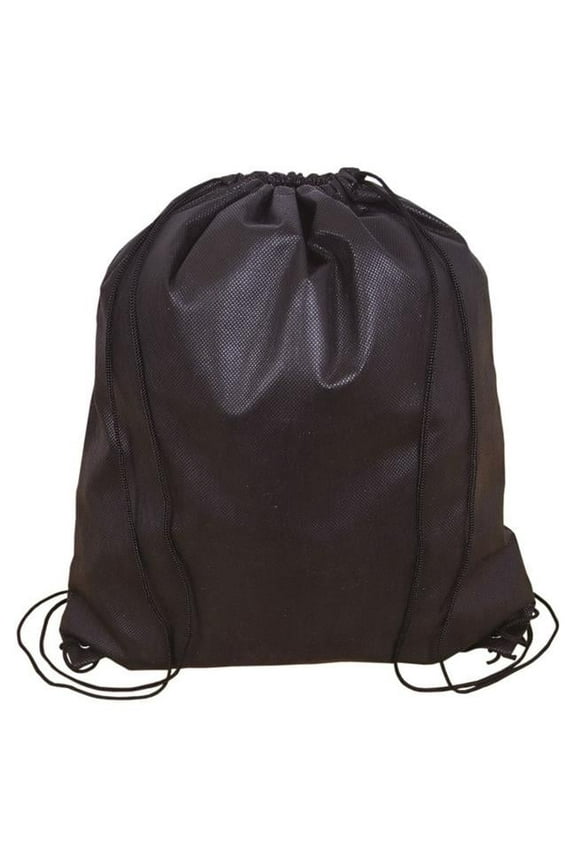 NW4190 Jumbo Non Woven Drawstring Backpack - Black - 12 Pack