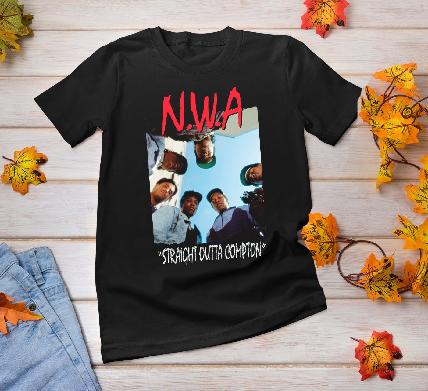 NWA Rappers Straight Outta Compton T-shirt Black All Sizes - Walmart.com