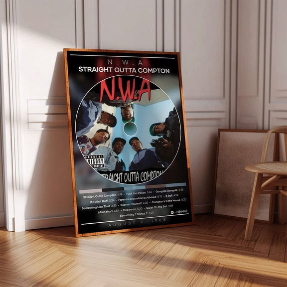 NWA Straight Outta Compton Album Cover Poster, Hip Hop Music Wall Art Print