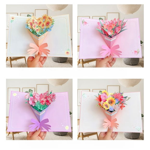 NWJ 3D Pop-Up Birthday Card with Flowers & Butterflies – Creative Thank You Greeting Card for Parents, Teachers, or Friends, Aesthetic INS-Style Gift