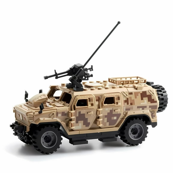NWJ Building Block Set - Ghost Soldier, Desert Warrior with Transformable Armored Vehicle, Boys' Construction Toy, Ideal Gift for Kids
