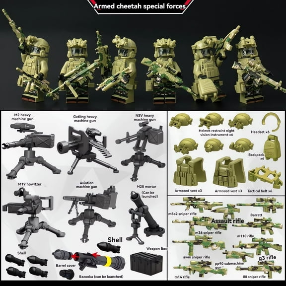 NWJ Building Block Toys - Desert Action Figures with Equipment, Assembly Toy for Boys