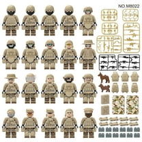NWJ Building Block Toys Desert Yellow Camouflage Mini Figures Set with Gear Boys' Gift Educational Assembly Toy
