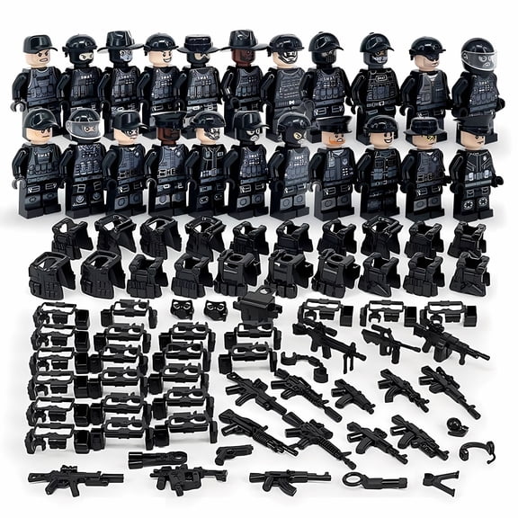 NWJ Building Blocks Toy Soldier and Police Building Block Set, Multiple Small Particle Assembly Minifigure Toy Bag