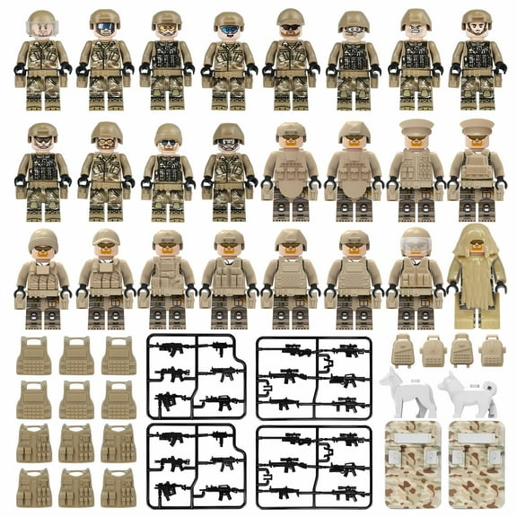 NWJ Building Blocks Toy Soldier and Police Building Block Set, Multiple Small Particle Assembly Minifigure Toy Bag
