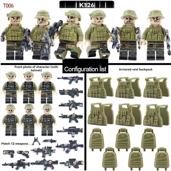 NWJ Children's Building Block Soldier Ghost Camouflage Special Forces Figures Set 1- Military Toy Collection