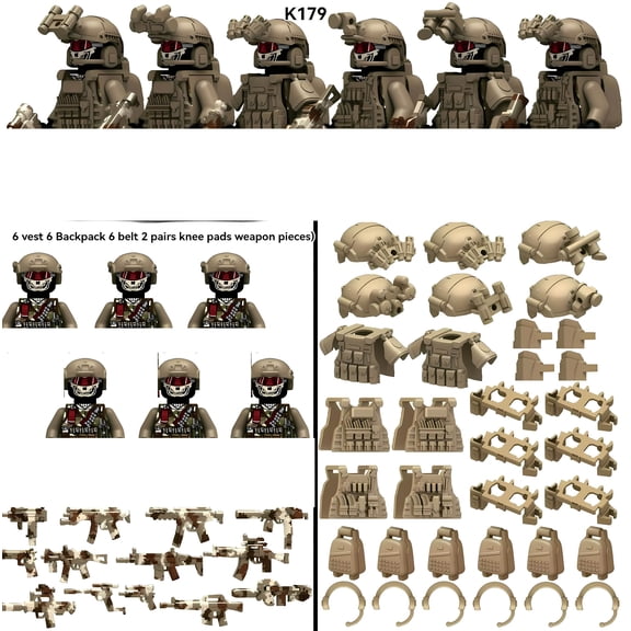 NWJ Children's Building Block Soldier Ghost Camouflage Special Forces Figures Set 2- Military Toy Collection