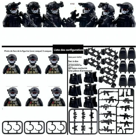 NWJ Children's Building Block Soldier Ghost Camouflage Special Forces Figures Set 2- Military Toy Collection