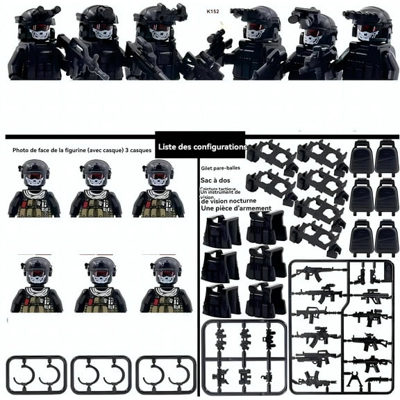 NWJ Children's Building Block Soldier Ghost Camouflage Special Forces Figures Set 2- Military Toy Collection