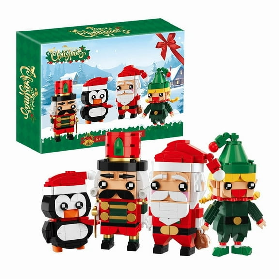 NWJ Christmas MOC Penguin Building Blocks Set – Creative Mini Brick Assembly Toy, DIY Trendy Collectible Construction Kit Gift for Kids & Holiday Decoration