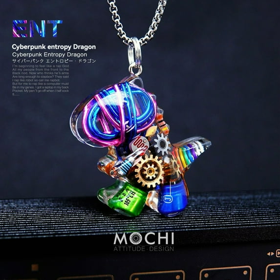 NWJ Cyberpunk Little Dinosaur Necklace - Trendy Keychain, Original INS Niche Accessory, Eco-Friendly Creative Gift