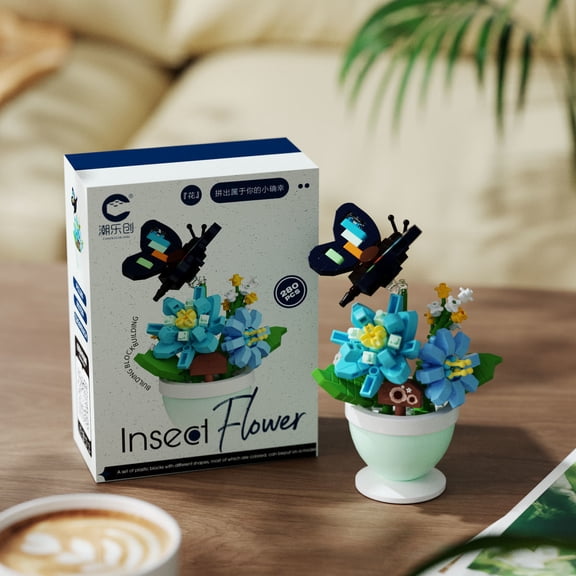 NWJ DIY Potted Flower Building Blocks Set – Mini Brick Plant Model for Kids, Creative Desktop Decor & Educational Gift Idea