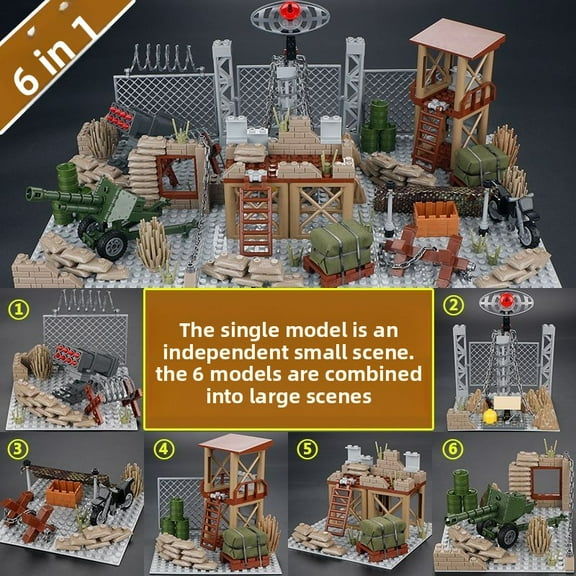 NWJ DIY Scene Building Blocks – Adventure Figures with Tower, Camp & Creative Ruins Accessories for Kids