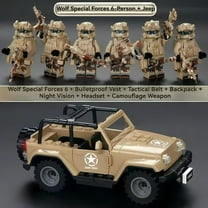 NWJ Military Building Block Set - Desert Special Forces Ghost Soldier with Jeep, Creative Assembly Toy for Kids