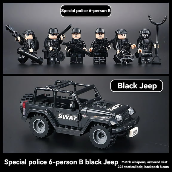 NWJ Military Building Block Set - Desert Special Forces Ghost Soldier with Jeep, Creative Assembly Toy for Kids