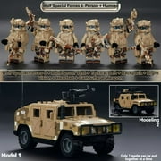 NWJ Military Building Block Set - Desert Special Forces Ghost Soldier with Jeep, Creative Assembly Toy for Kids
