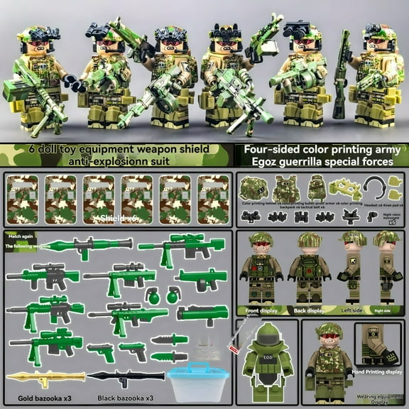 NWJ Military Building Block Set – Special Forces Minifigures with Armored Riot Vehicle, Weapons & Tactical Gear – DIY Assembly Toy for Kids & Collectors