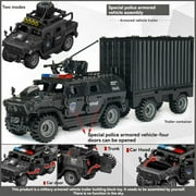 NWJ Military Building Blocks Set – Armored Vehicle & Trailer with Special Forces Minifigures, Tactical Police Truck Construction Toy for Kids