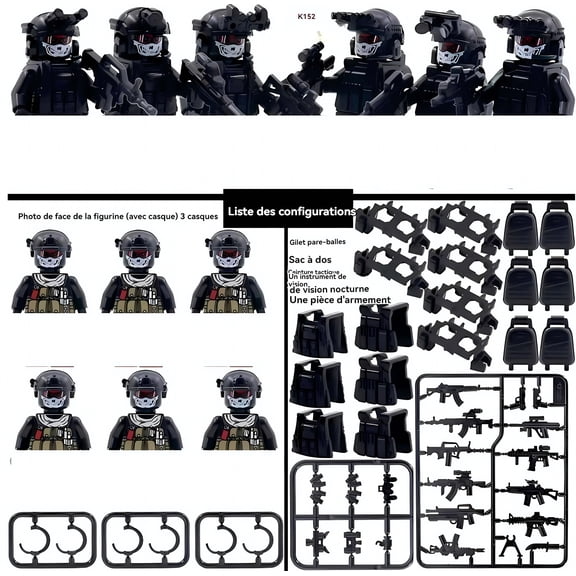 NWJ Military Building Blocks Soldier Set - Desert Special Forces Ghost Police Assembly Toy for Kids