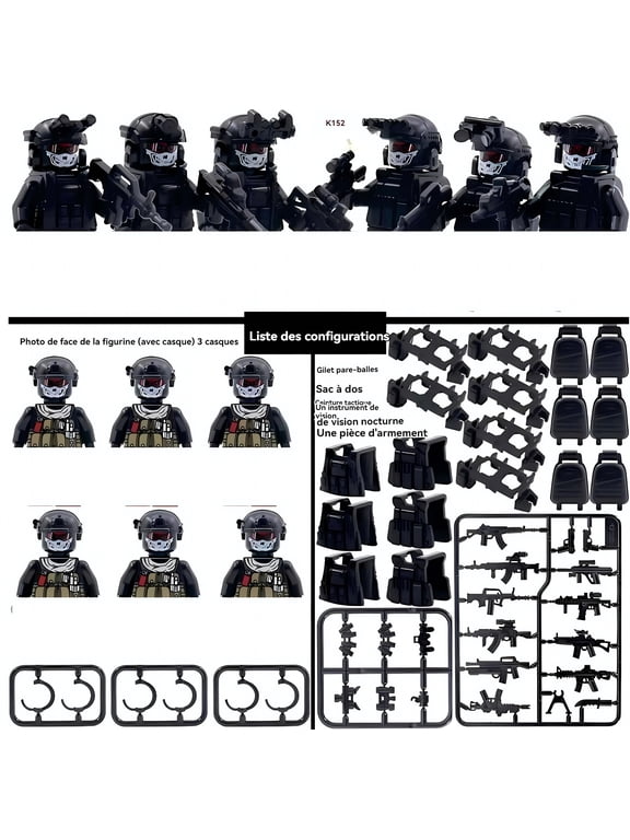 Military Building Blocks Soldier Set - Desert Special Forces Ghost Police Assembly Toy for Kids