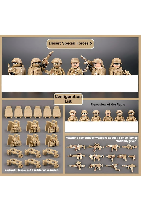 Military Building Blocks Soldier Set - Desert Special Forces Ghost Police Assembly Toy for Kids