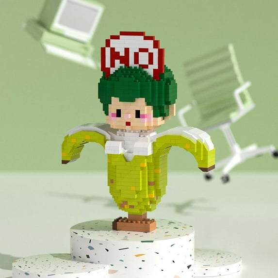 NWJ Mini Character Building Blocks Set – DIY Banana & Goose Cartoon Brick Models, Funny Desktop Decor & Gift Toy for Kids