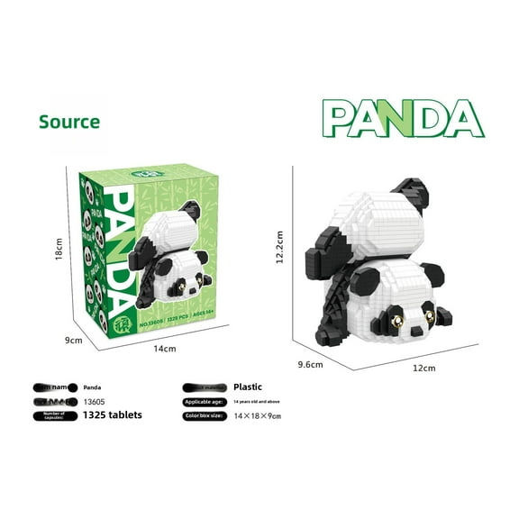 NWJ Mini Panda Building Blocks Set – Micro Brick DIY Animal Model Toy for Kids, Creative Educational Gift for Boys & Girls