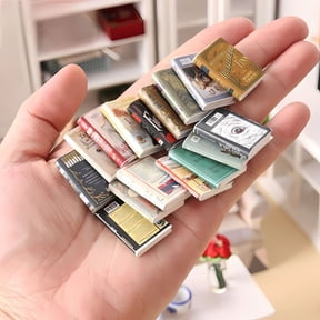 NWJ Mini Toy Bookshelf and Book Set - Miniature Storage Shelf Model for Dollhouse Living Scenes - Perfect Gift for Children