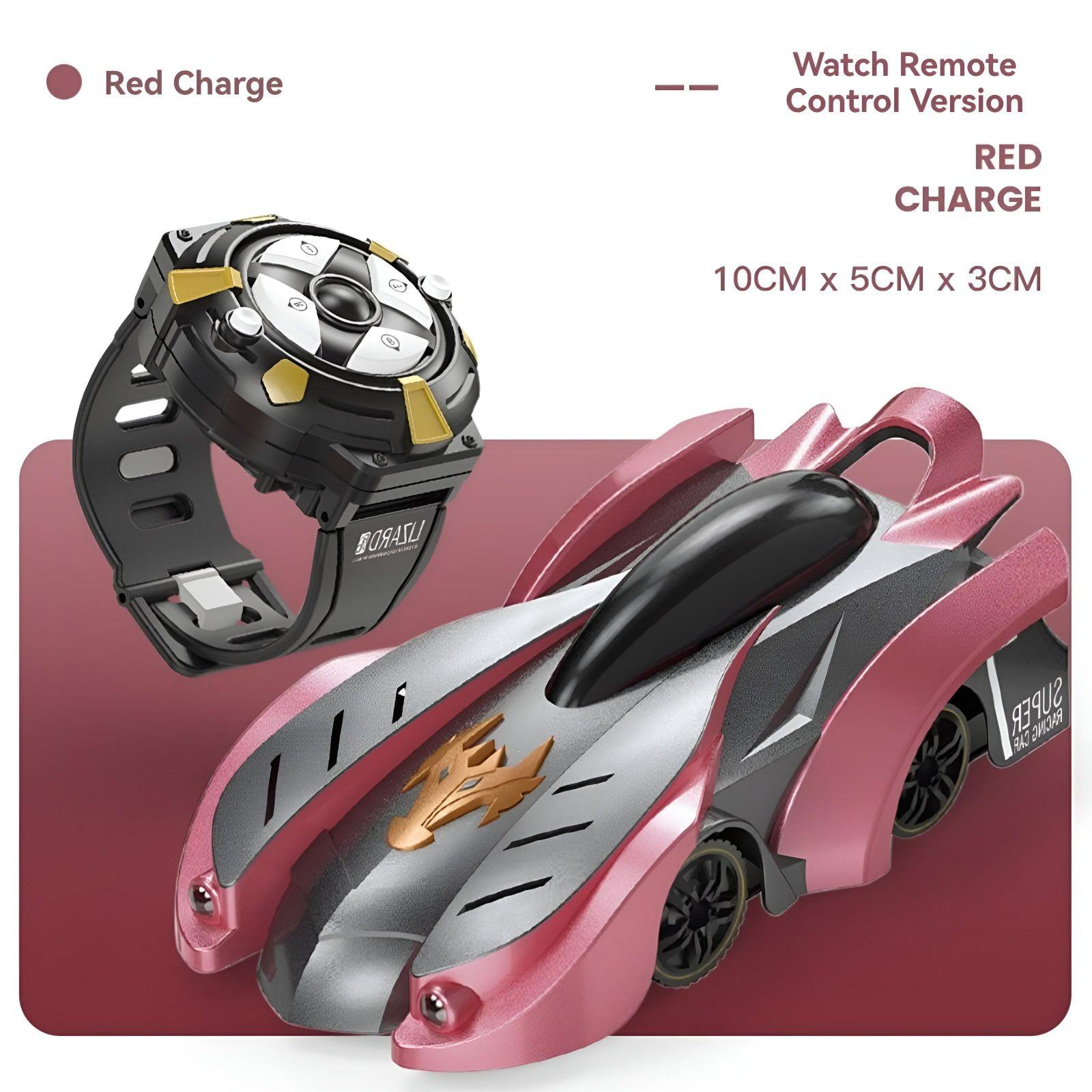 NWJ New Mini Wall Climbing Watch RC Car - Rechargeable Remote Control Stunt Car with Light and Sound