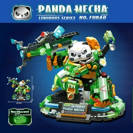 NWJ Panda Mech Building Block Toy - Transforming Robot with Mechanical Repair Station, Educational Gift for Kids