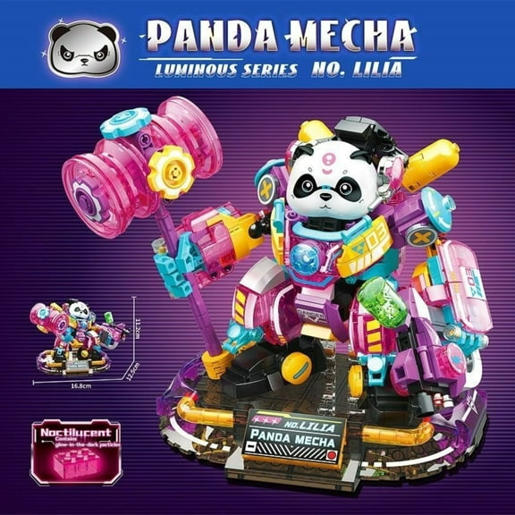 NWJ Panda Mech Building Block Toy - Transforming Robot with Mechanical Repair Station, Educational Gift for Kids