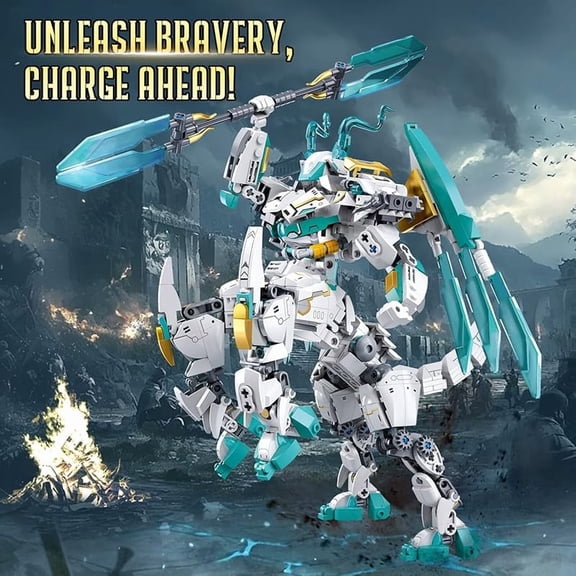 NWJ Transforming Mech Building Set – 2-in-1 Dragon Warrior Mecha Toy for Kids & Adults, Compatible with Major Brand Bricks, 731 PCS