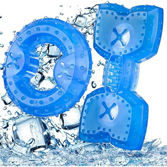 NWK Pet Teether Cooling Chew Toy for Dogs Teething Toy for Puppies, Fit with Treats for More Fun Pack of 2 (Ring and Bone)