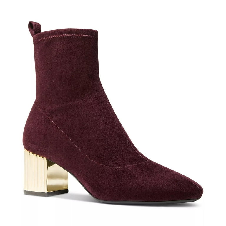 NWOB Women Michael Kors Porter Mid Bootie Merlot Stretch Suede