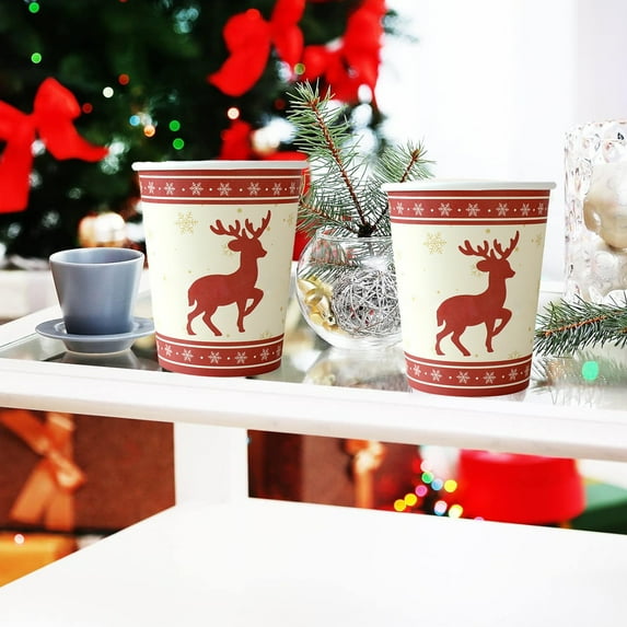 NWOKYZGH 10 Pack Christmas Disposable Cups Christmas Paper Cups Party Supplies Drinking Paper Cups Daily Use Holiday Party