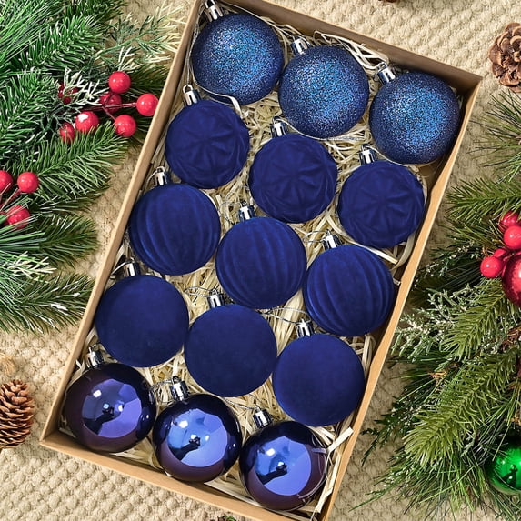 NWOKYZGH 15 Pcs Velvet Christmas Balls Flocked Christmas Tree Ball Ornaments Plastic Balls Xmas Decorative Hanging Ornaments Christmas Tree Decoration
