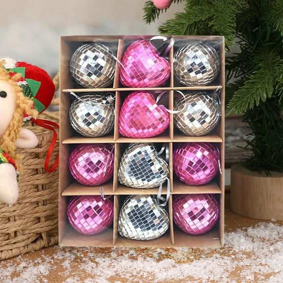 NWOKYZGH 16 Pieces Christmas Mirror Disco Balls Mirror Balls Xmas Tree Ball Ornaments Hanging Disco Balls with Cord for Holiday Christmas Party Decor Supplies, 2 Colors