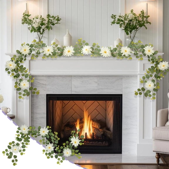 NWOKYZGH 1Pc 67" Silk White Clematis Vine Artificial Plants 6 Flowers