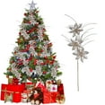 thumbnail image 1 of NWOKYZGH 1Pc Christmas Tree Ornaments - Artificial Flowers Glitter Flower Christmas Floral Picks Branches for Xmas Tree Decorations Vase Filler Holiday Wedding Party Home Decor, 1 of 6