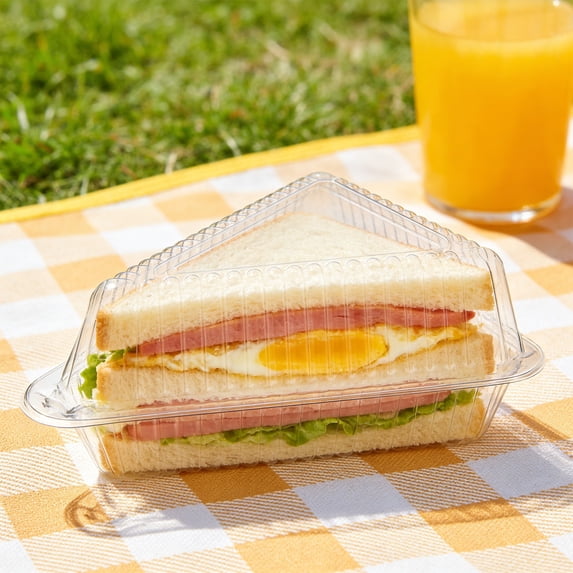 NWOKYZGH 1Pc Clear Plastic Square Hinged Food Container, Disposable Cake Slice Clamshell Takeout Tray, Plastic To Go Containers with Clear Lids for Pastry, Salad, Dessert, Sandwiches