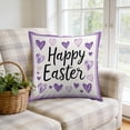thumbnail image 1 of NWOKYZGH 1Pc Easter Throw Pillow Covers 17 x 17 Inch, He is Risen Spring Farmhouse Holiday Purple Cushion Case for Home Sofa Couch Decoration, 1 of 6