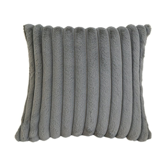 NWOKYZGH 1Pc Faux Fur Plush Decorative Throw Pillow Covers Fuzzy Striped Soft Pillowcase Cushion Covers for Sofa Couch Bedroom 17x17 inch