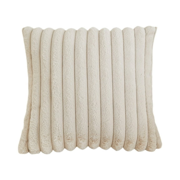 NWOKYZGH 1Pc Faux Fur Plush Decorative Throw Pillow Covers Fuzzy Striped Soft Pillowcase Cushion Covers for Sofa Couch Bedroom 17x17 inch