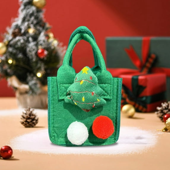 NWOKYZGH 1Pc Mini Christmas Tree Gift Bags Small Christmas Candy Bags Gift Treat Bags with Handle Christmas Gift Pouch Xmas Present Sack Favor Xmas Holiday Party Gift Bag Supplies