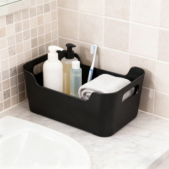 NWOKYZGH 1Pc Plastic Storage Bins, Pantry Organizers and Storage, Pantry Organizer Bins, Plastic Containers with Handle for Kitchen, Freezer, Cabinet, Closet, Bathroom Under Sink Storage