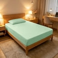 thumbnail image 1 of NWOKYZGH 1Pc Soft Breathable Bottom Sheet, 47"x78" Deep Pockets Fitted Sheet, All Around Stretch Fit, Wrinkle Resistant, Colorfast, Easy Care, 1 of 6