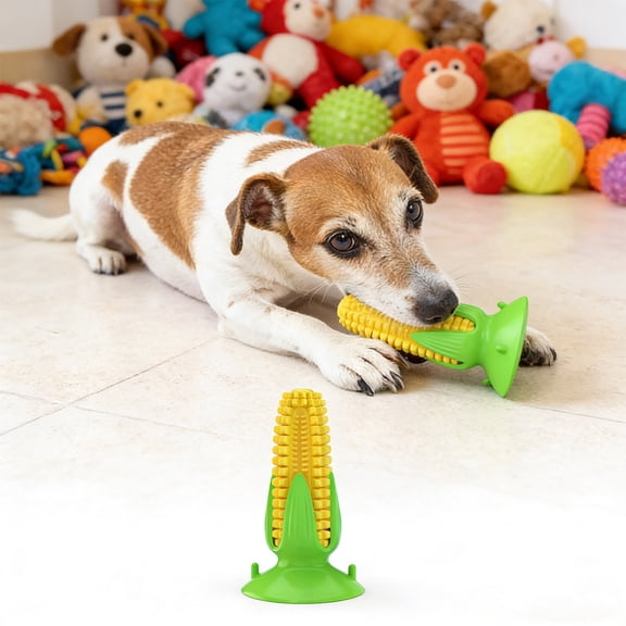 NWOKYZGH 1Pc Squeaky Chew Toy with Suction, s Toothbrush Teeth Cleaning Squeaky Stick for Aggressive Chewers for Small Medium s (Yellow Corn) Yellow One Size