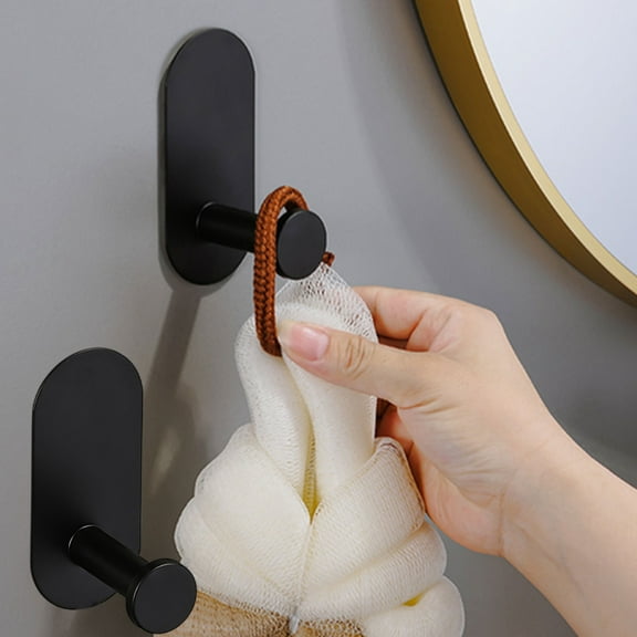 NWOKYZGH 1Pc Sticky Adhesive Hooks for Hanging, Stainless Steel Key Holder Command Hooks Stick On Wall Mount Hanger Over the Door Metal Utility Hooks for Kitchen, Cup, Coat, hat