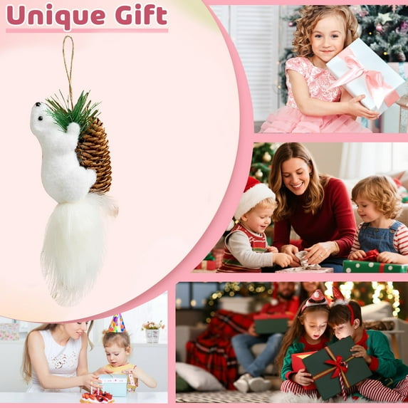 NWOKYZGH 1Pc forest Animals Ornaments Woodland Animal Faux Fur Plush Xmas Tree Hanging Ornaments Family Educational Playset for Gift Christmas Birthday Party Supplies