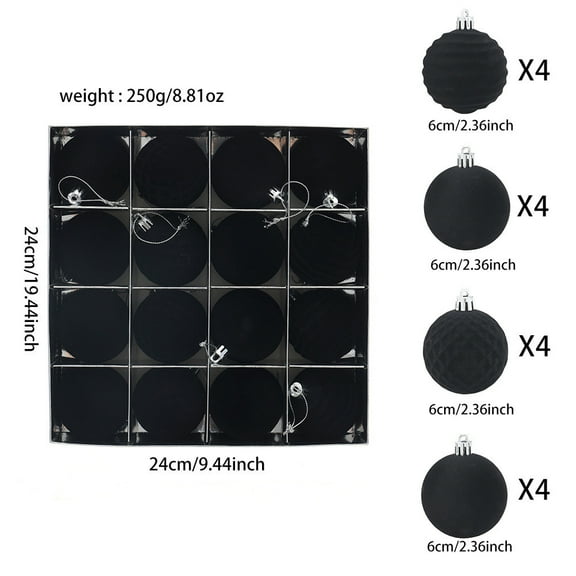 NWOKYZGH 2.36inch Velvet Christmas Ornaments for Xmas Tree, 16pcs Flocked Christmas Balls Set Assortment for Holiday Decor